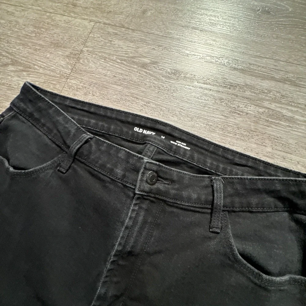Old Navy Jeans Womens 14 Black Denim Wow Straight High Rise Stretch‎ 33x28 Adult